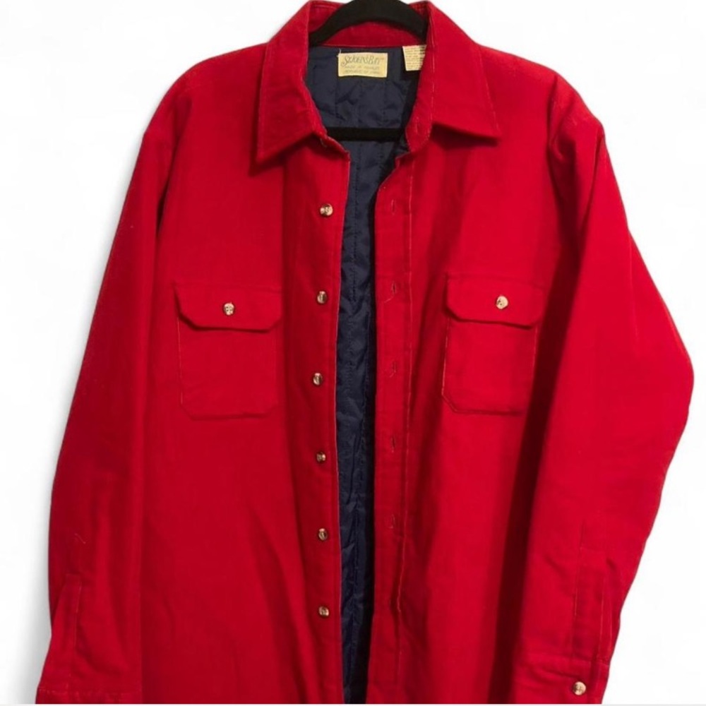 Vintage Red St. John's Bay Corduroy Button Up Jacket Warm Padded Coat Large